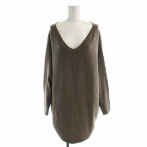 スムースワイドVネックプルオーバー ニット セーター 長袖 F 茶 ブラウン 20080938714030