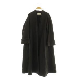 19SS ロングコート オーバーサイズ ノーカラー 38 ブラック /MY OS
