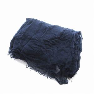 ストール シルク混 フリンジ 紺 ネイビー /EE