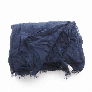 Faliero Sarti ストール シルク混 フリンジ 紺 ネイビー /EE