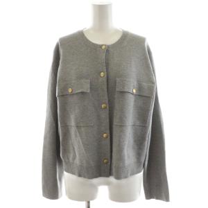 メタルボタンクルーネック カーディガン L グレー 12-2403024 /AN35