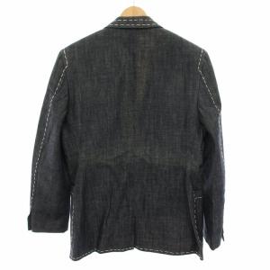 VERSACE テーラードジャケット シングル デニム ステッチ 50 インディゴ 白 ホワイト A72261 /YT