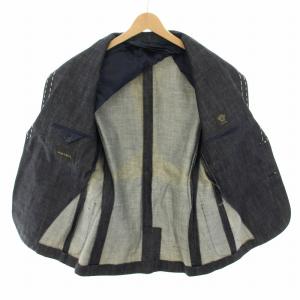 VERSACE テーラードジャケット シングル デニム ステッチ 50 インディゴ 白 ホワイト A72261 /YT