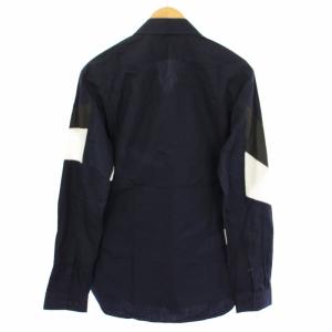 Neil Barrett シャツ サンダー 切替 長袖 40 紺 白 /TK