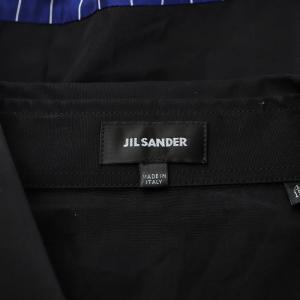 JIL SANDER ブルゾン ジャケット ストライプ切替 ジップアップ コットン 40/15 3/4 黒 ブラック 青 ブルー