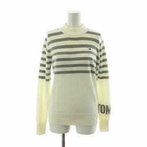 ニット セーター 長袖 ボーダー ハイネック S ホワイト グレー THLA170 /NQ