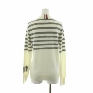 TOMMY HILFIGER ニット セーター 長袖 ボーダー ハイネック S ホワイト グレー THLA170 /NQ