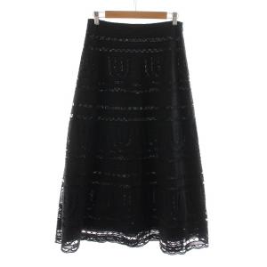 PANEL EYELET ZOE フレアスカート ロング レース 40 ブラック 03-2207310-050-040