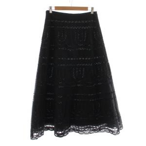 theory luxe PANEL EYELET ZOE フレアスカート ロング レース 40 ブラック 03-2207310-050-040