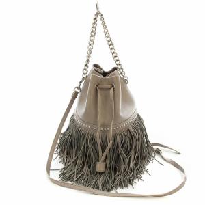 CARNIVAL フリンジバッグ 巾着 M グレージュ