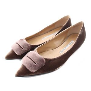 パンプス ポインテッドトゥ ベロア ローヒール 36 23cm ブラウン /NQ