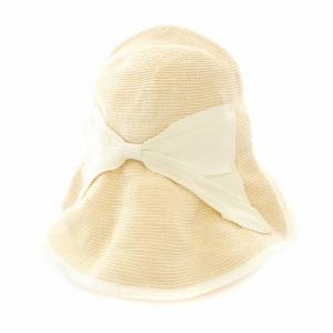 麦わら帽子 ペーパーハット ストローハット リボン アイボリー ベージュ /YT D