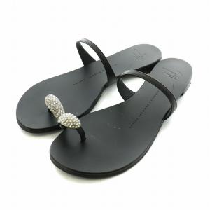 親指ビジューフラットサンダル 36 ブラック 61.0027NP010