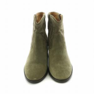 ISABEL MARANT ショートブーツ ウエスタン スエード 刺繍 37 23.5cm カーキ /NQ