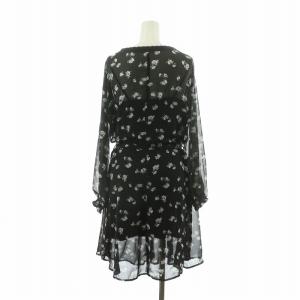 COCO DEAL シアーワンピース ひざ丈 花柄 長袖 アンダードレス付き 2 ブラック 76115073 /NQ