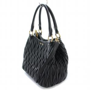 miumiu マテラッセ 2WAY ハンドバッグ ブラック 5BE886