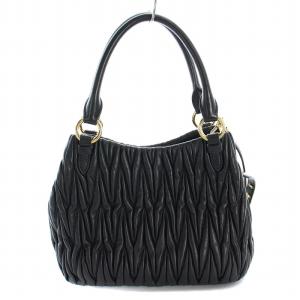 miumiu マテラッセ 2WAY ハンドバッグ ブラック 5BE886