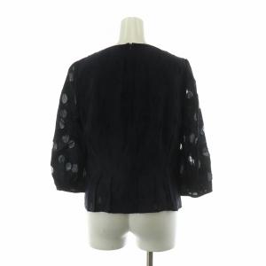 Leilian セットアップ フレアスカート シャツ ブラウス ロング 七分袖 ドット 刺繍 9 ネイビー 8013028