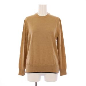 ニット セーター 長袖 クルーネック ストレッチ 無地 ウール 2 茶 ブラウン アイボリー 黒 ブラック