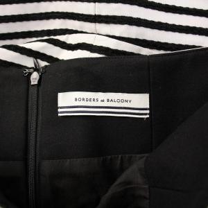 BORDERS at BALCONY フレアスカート ミモレ ロング ウール混 ボーダー柄 38 白 ホワイト 黒 ブラック /BB