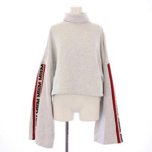 スウェット トレーナー 長袖 タートルネック ショート丈 裏起毛 ロゴ S グレー /BB