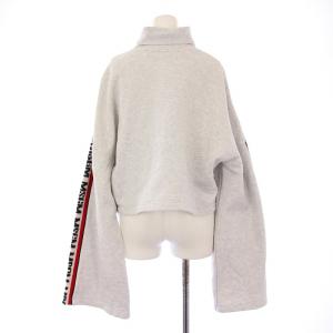 MSGM スウェット トレーナー 長袖 タートルネック ショート丈 裏起毛 ロゴ S グレー /BB