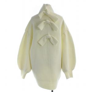 Chesty 24AW Northern ニットトップス 長袖 ハイネック リボン ストレッチ ウール混 F 白 ホワイト