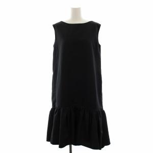 ワンピース ドレス ひざ丈 ノースリーブ ペプラム 38 黒 ブラック /DK