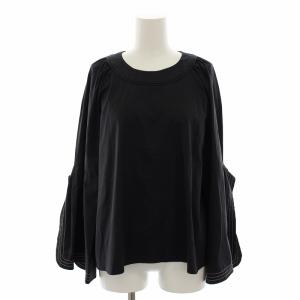 ブラウス プルオーバー フレアスリーブ 長袖 38 黒 ブラック /DK
