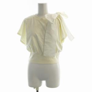 リボンディテール フレンチスリーブトップ カットソー 半袖 S 白 ホワイト 3641MDM80 /RO