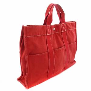 HERMES フールトゥ トートMM トートバッグ キャンバス 赤 /TK OH
