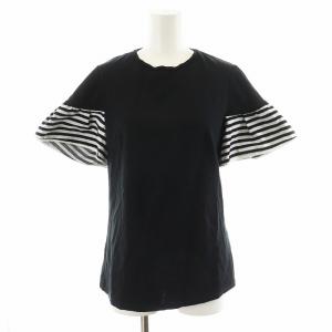 GATHERED SLEEVES TEE カットソー 半袖 38 黒 ブラック 白 ホワイト BD1911-2C-39