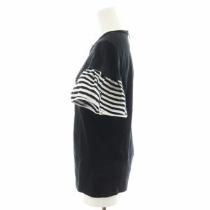 BORDERS at BALCONY GATHERED SLEEVES TEE カットソー 半袖 38 黒 ブラック 白 ホワイト BD1911-2C-39