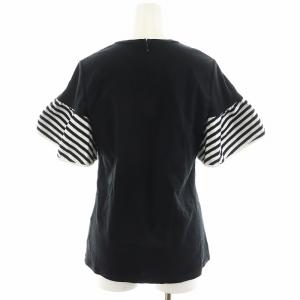 BORDERS at BALCONY GATHERED SLEEVES TEE カットソー 半袖 38 黒 ブラック 白 ホワイト BD1911-2C-39