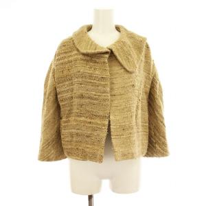 ステンカラージャケット ショート丈 トッパー シルク 40 ベージュ /KU