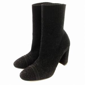 G73607 ニットブーツ ショート ブーツ 37 黒 ブラック /G
