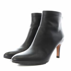 PELLICO ショートブーツ ヒール アーモンドトゥ バックジップ レザー 36.5 黒 ブラック /AN2