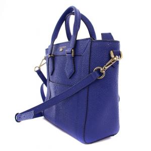 COLE HAAN エヴァ ミニ サッチェル ショルダーバッグ ハンドバッグ 2WAY レザー 青 /BM