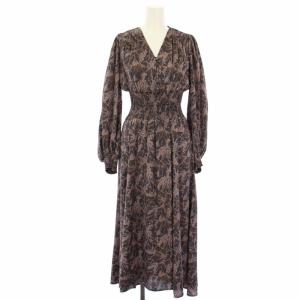 22AW ウエストシャーリングプリントワンピース ロング 長袖 0 ネイビー FWFO225087 /TK