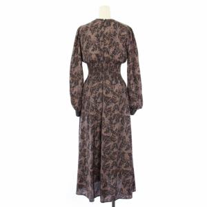 FRAY I.D 22AW ウエストシャーリングプリントワンピース ロング 長袖 0 ネイビー FWFO225087 /TK