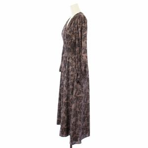 FRAY I.D 22AW ウエストシャーリングプリントワンピース ロング 長袖 0 ネイビー FWFO225087 /TK