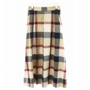 フレアスカート ロング丈 チェック柄 38 ベージュ 紺 ネイビー 赤 レッド 55S17-111-42