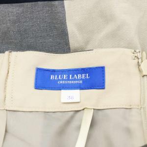 BLUE LABEL CRESTBRIDGE フレアスカート ロング丈 チェック柄 38 ベージュ 紺 ネイビー 赤 レッド 55S17-111-42