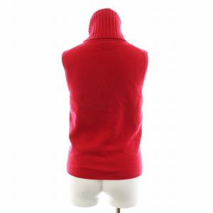CHANEL ココマーク ニット カットソー ノースリーブ タートルネック カシミヤ 38 赤 レッド P18039