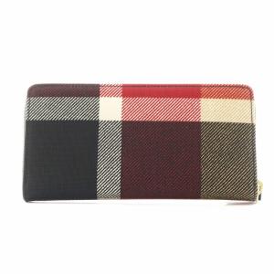 BLUE LABEL CRESTBRIDGE 長財布 小銭入れ ラウンドファスナー チェック柄 赤 レッド 黒 ブラック /AN6