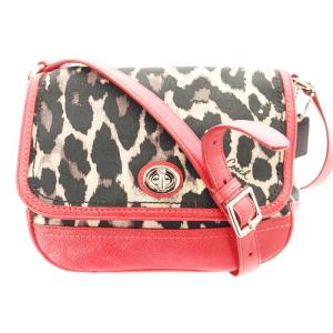パーカー オセロット ショルダーバッグ レオパード柄 茶 赤 F24103 /MM