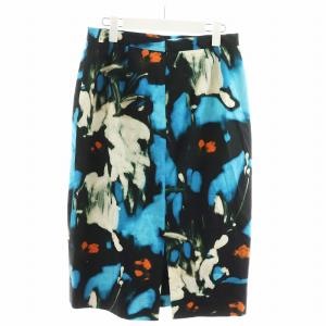 DRIES VAN NOTEN タイトスカート 総柄 38 ブラック ブルー
