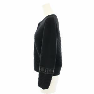 Blumarine ニットカーディガン クルーネック 長袖 レース 黒 ブラック /YT