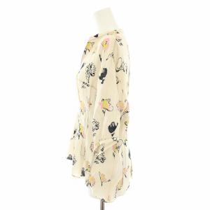 MARNI シャツ ブラウス キーネック 七分袖 花柄 ベージュ 黒 ブラック ピンク /YT