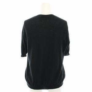 Christian Dior ニットカーディガン クルーネック 半袖 フリル カシミヤ 絹 シルク I42 黒 ブラック 3C24528AM531